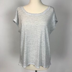 Athleta gray striped overlap open back tee large